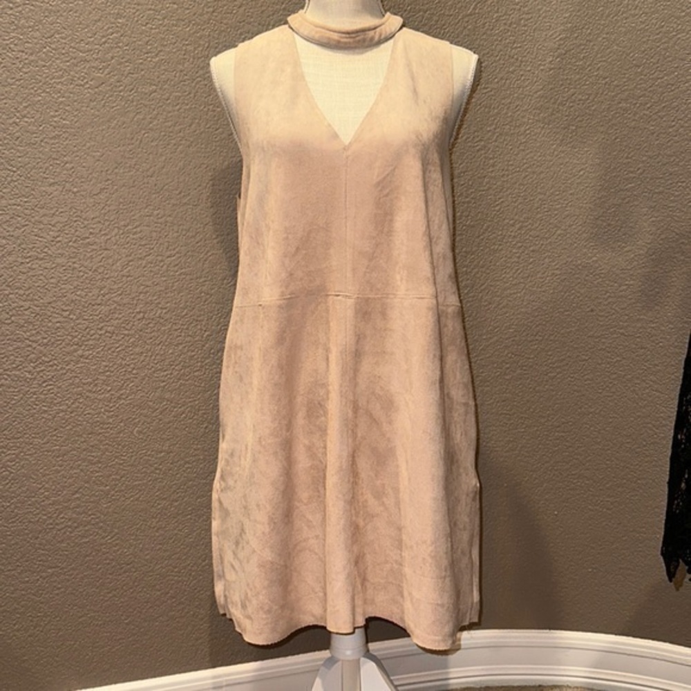 Blush Faux Suede Pocket Dress